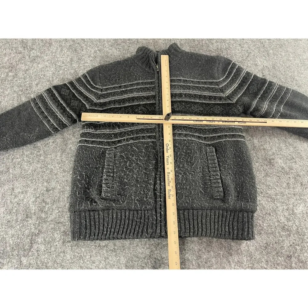 Field & Stream Sweater Jacket Mens Medium Dark Gray Sherpa Lined Grandpa N230